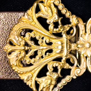 Ceinture LYSANDRE veau bronze boucle art nouveau laiton Madame Royale Maroquinerie