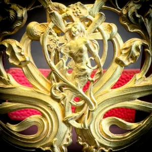 IMG_1487 Ceinture SIBYLLE veau bourgogne boucle art nouveau laiton massif Madame Royale Maroquinerie