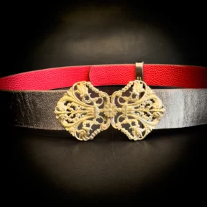 Ceinture LYSANDRE veau bronze boucle art nouveau laiton Madame Royale Maroquinerie