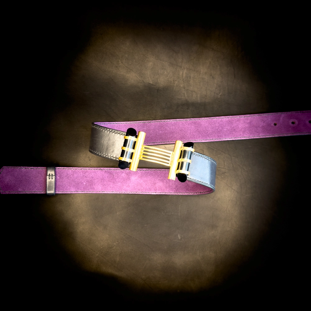 Ceinture COLETTE veau noir boucle art Deco verre noir et laiton Madame Royale Maroquinerie Ceinture COLETTE veau noir boucle art Deco verre noir et laiton Madame Royale Maroquinerie