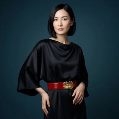 Ceinture bijou Ayako en veau rouge cerise, couture main au fil de lin, pièce unique Madame Royale