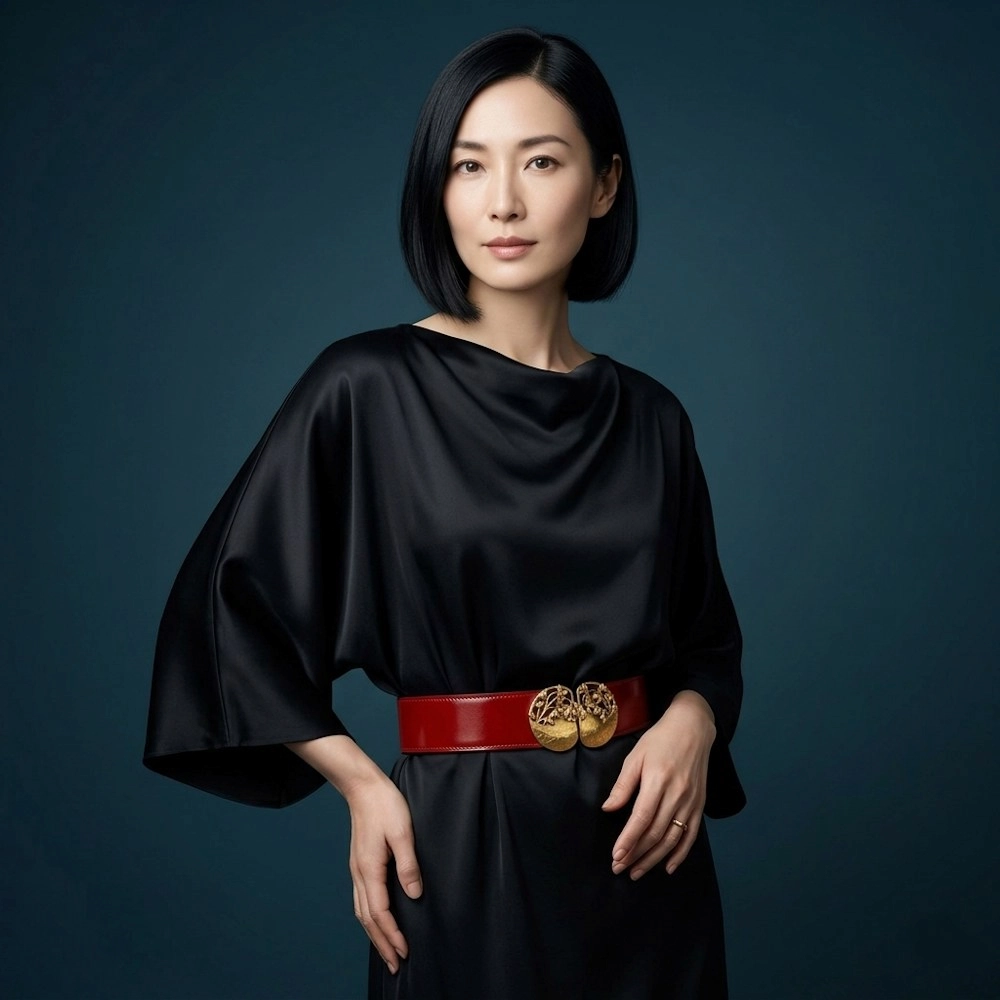 Ceinture bijou Ayako en veau rouge cerise, couture main au fil de lin, pièce unique Madame Royale