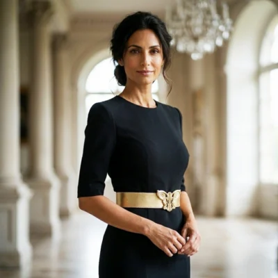 ALTHÉA - veau or patiné et boucle florale art Nouveau bi-ton Madame Royale Maroquinerie