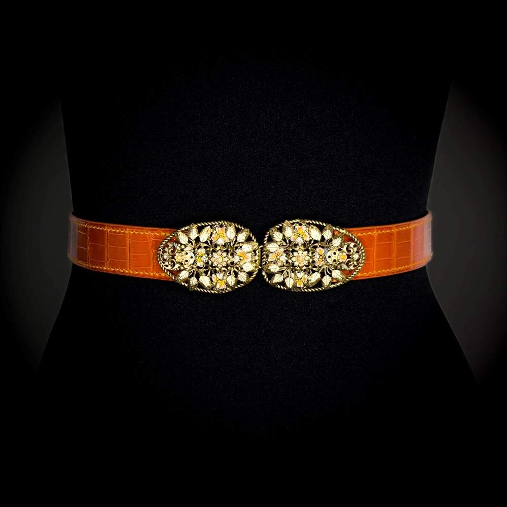 SIENNA alligator orangé foncé Madame Royale Maroquinerie SIENNA alligator orangé foncé Madame Royale Maroquinerie