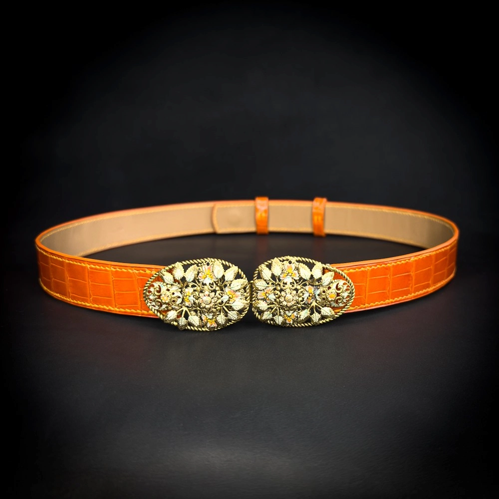 SIENNA alligator orangé foncé Madame Royale Maroquinerie SIENNA alligator orangé foncé Madame Royale Maroquinerie