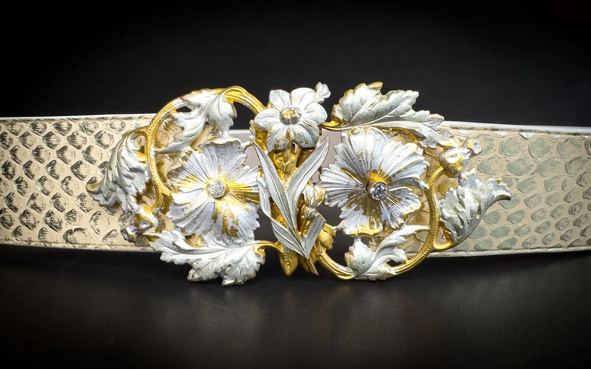 Slider AURORE python or ceinture Madame Royale Maroquinerie