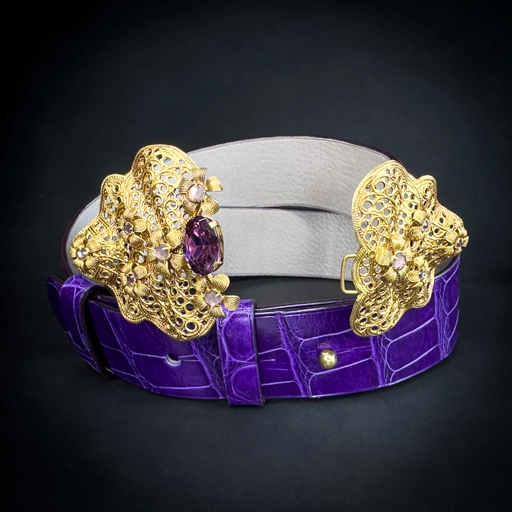 VIOLETTA alligator brillant violet Madame Royale Maroquinerie VIOLETTA alligator brillant violet Madame Royale Maroquinerie