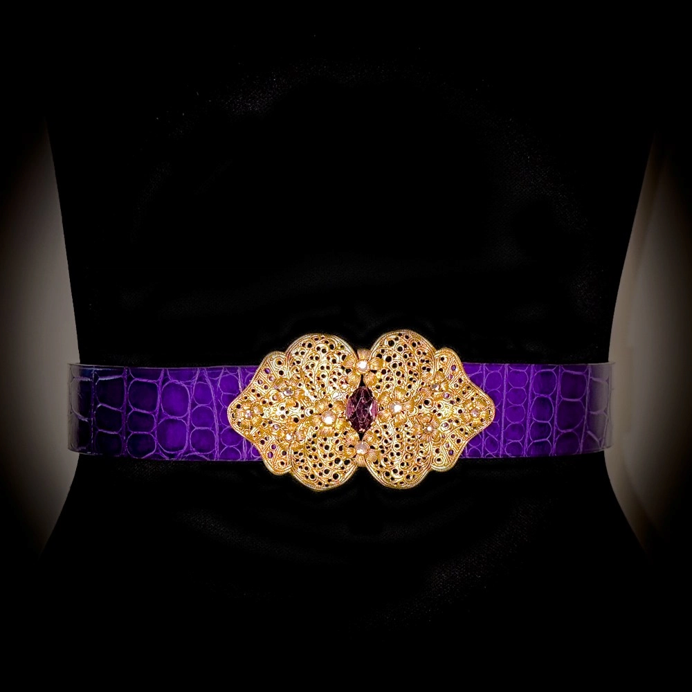 VIOLETTA alligator brillant violet Madame Royale Maroquinerie VIOLETTA alligator brillant violet Madame Royale Maroquinerie