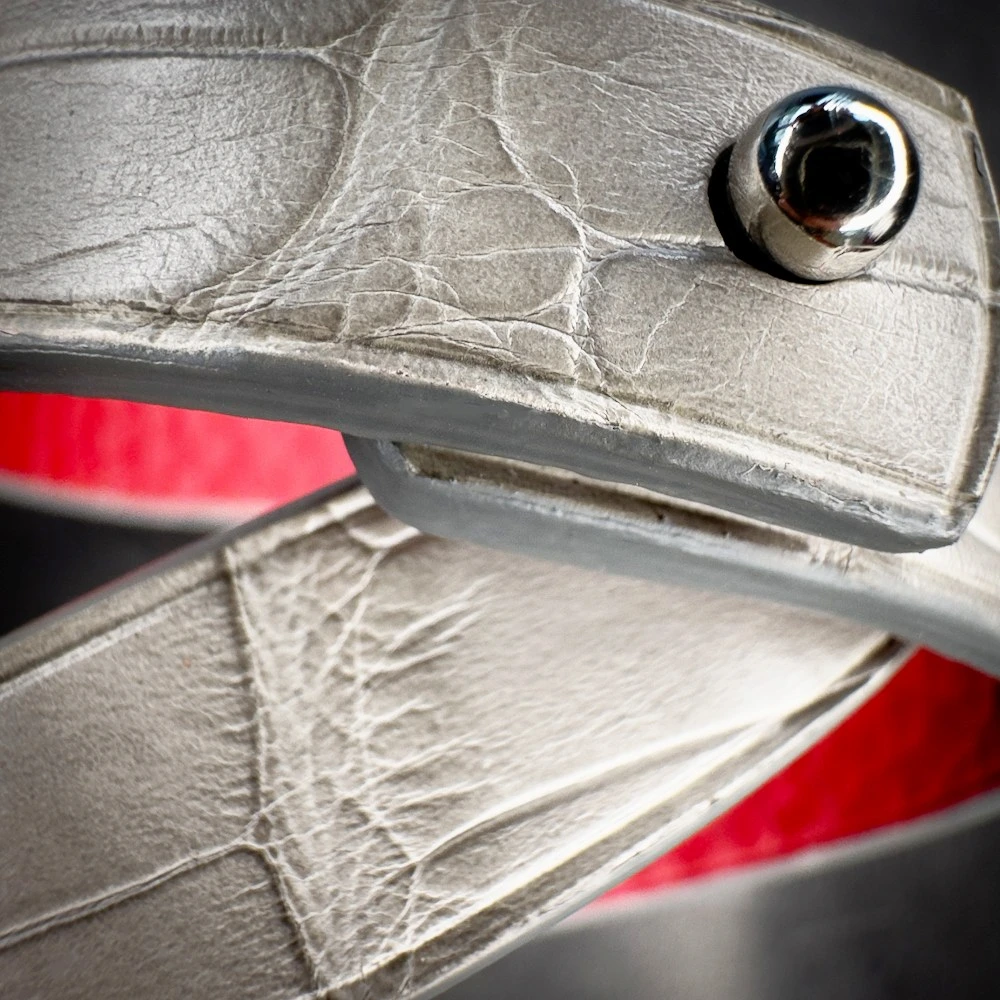 Double tours alligator gris Madame Royale Maroquinerie Double tours alligator gris Madame Royale Maroquinerie