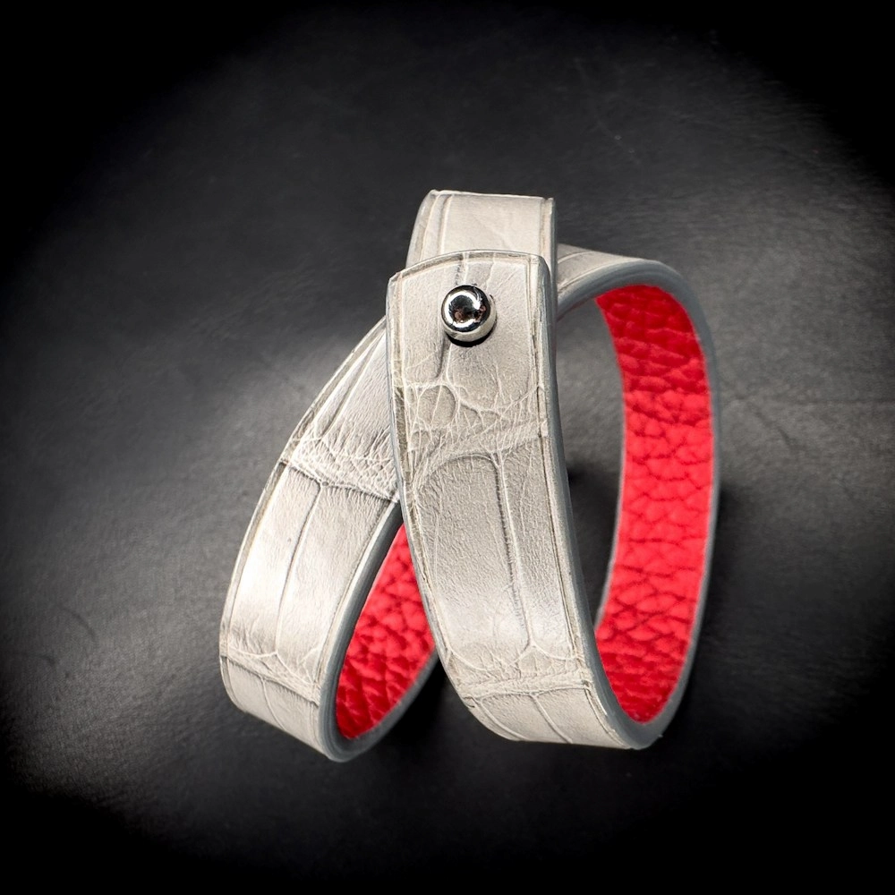 Double tours alligator gris Madame Royale Maroquinerie Double tours alligator gris Madame Royale Maroquinerie