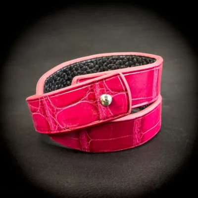 Double tour alligator rose Madame Royale Maroquinerie