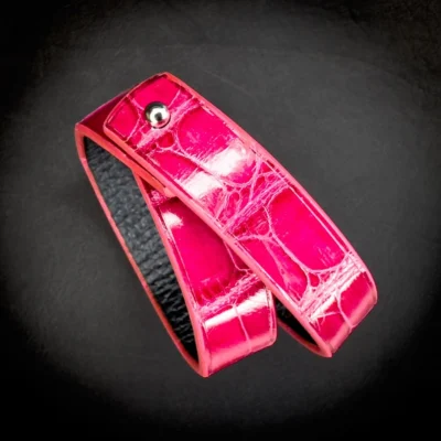 Double tour alligator rose Madame Royale Maroquinerie