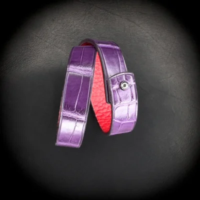Double tour alligator violet Madame Royale Maroquinerie