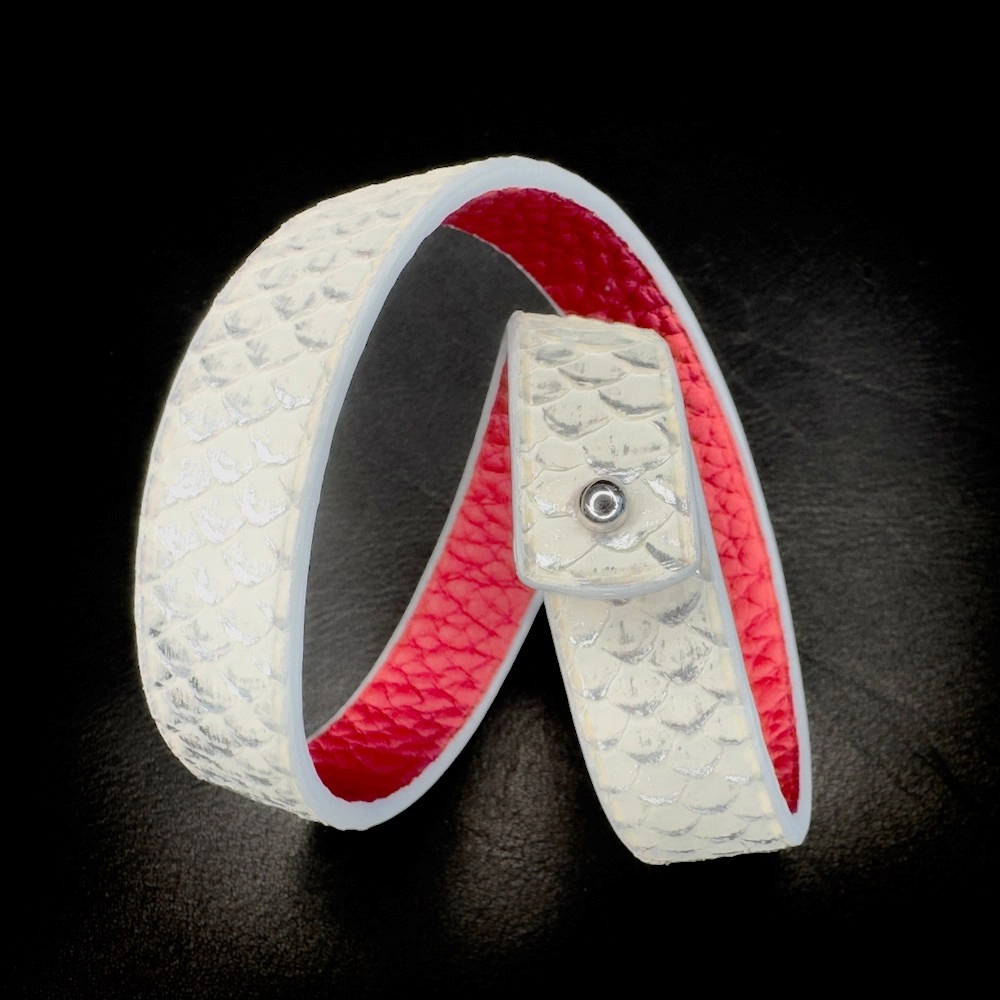 Double tour python blanc-argenté Madame Royale Maroquinerie Double tour python blanc-argenté Madame Royale Maroquinerie