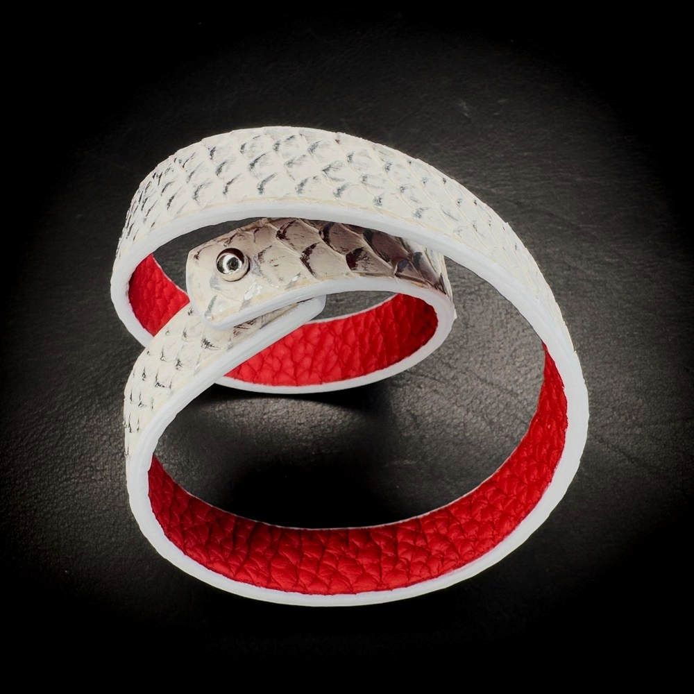 Double tour python blanc-argenté Madame Royale Maroquinerie Double tour python blanc-argenté Madame Royale Maroquinerie