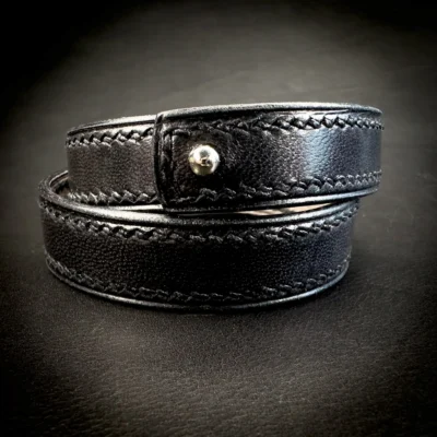 Double tour veau noir Madame Royale Maroquinerie