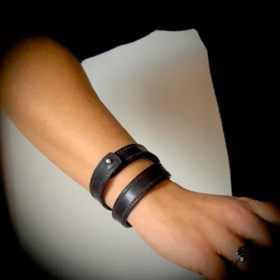 Double tour veau noir Madame Royale Maroquinerie