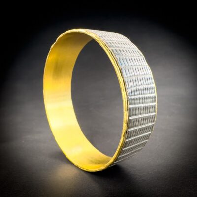 Jonc laiton gainé lézard sauge Madame Royale Maroquinerie