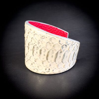 Manchette python blanc et doré Madame Royale Maroquinerie