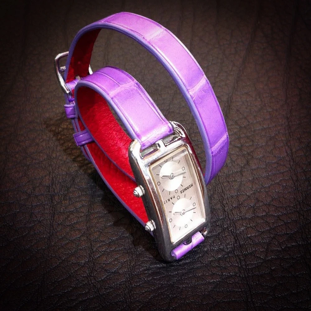 Bracelet montre double tour sur mesure en alligator pour une Cap Cod Hermès, Madame Royale Bracelet montre double tour sur mesure en alligator pour une Cap Cod Hermès, Madame Royale