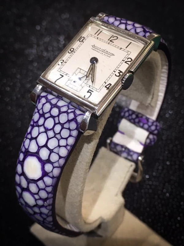 Bracelet montre sur mesure en galuchat pour une montre Jaeger LeCoultre, Madame Royale Bracelet montre sur mesure en galuchat pour une montre Jaeger LeCoultre, Madame Royale