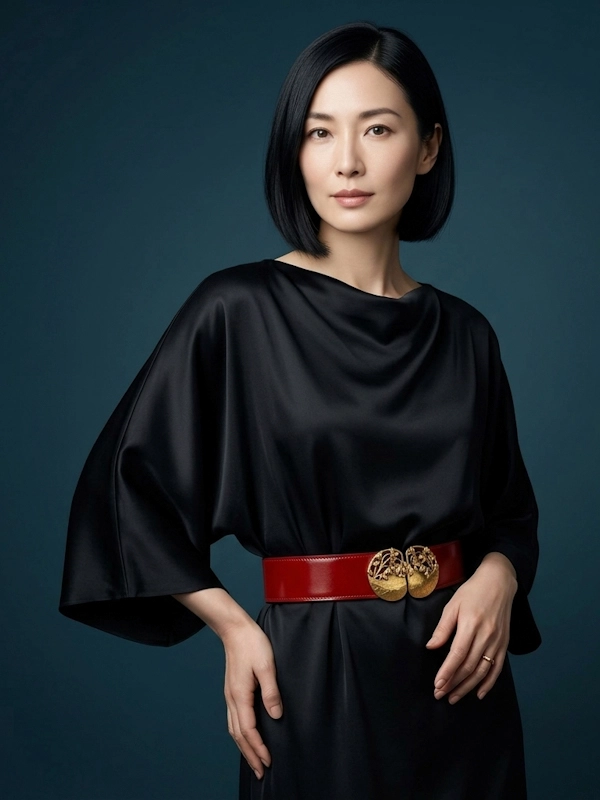 Ceinture bijou artisanale de luxe Ayako en veau glacé rouge cerise cousue main au fil de lin, boucle Art Nouveau en laiton – Madame Royale