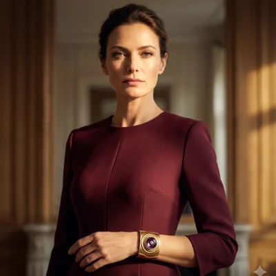 bracelet manchette cuir femme broche ancienne Napoléon III porté poignet